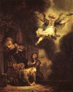 REMBRANDT Harmenszoon van Rijn, The Archangel Raphael leaving Tobias-s Family